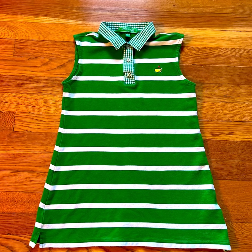 Girls Master’s Sleeveless Polo Dress SZ L (10-12)Master’s Green & White stripe